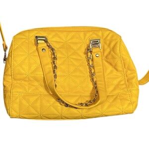 Charming Charlie Yellow Quilted Chain Strap Bag with gold colored hardware
